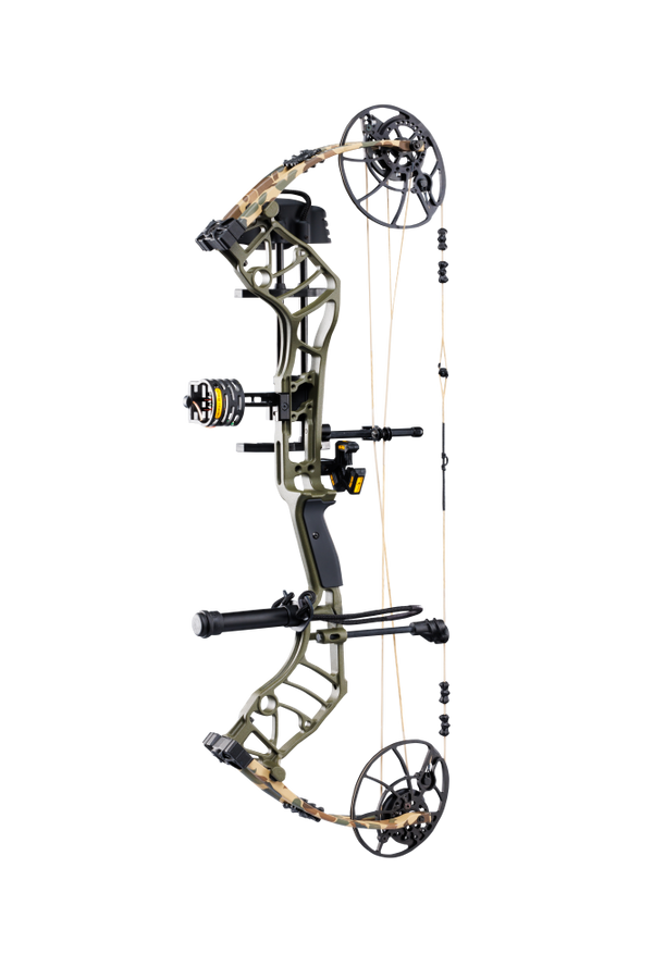 Bear Archery Legend 30 RTH hunting compound bow in color Throwback Green with a stable 30 RTH-inch axle-to-axle length, smooth draw cycle, and optimized performance for bowhunters.