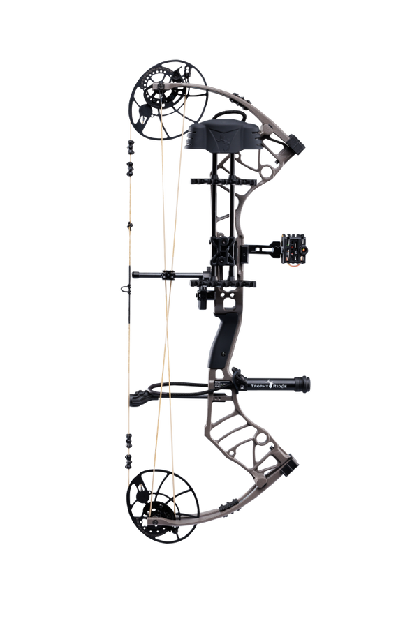 Bear Archery Legend 30 RTH compound bow for hunting comes Ready-to-Hunt with Trophy Ridge RTH Package featuring IMS® V-Biscuit rest, a Picatinny-mounted 4 pin sight, a 5 arrow quiver, a stabilizer, Radical peep sight, and wrist sling